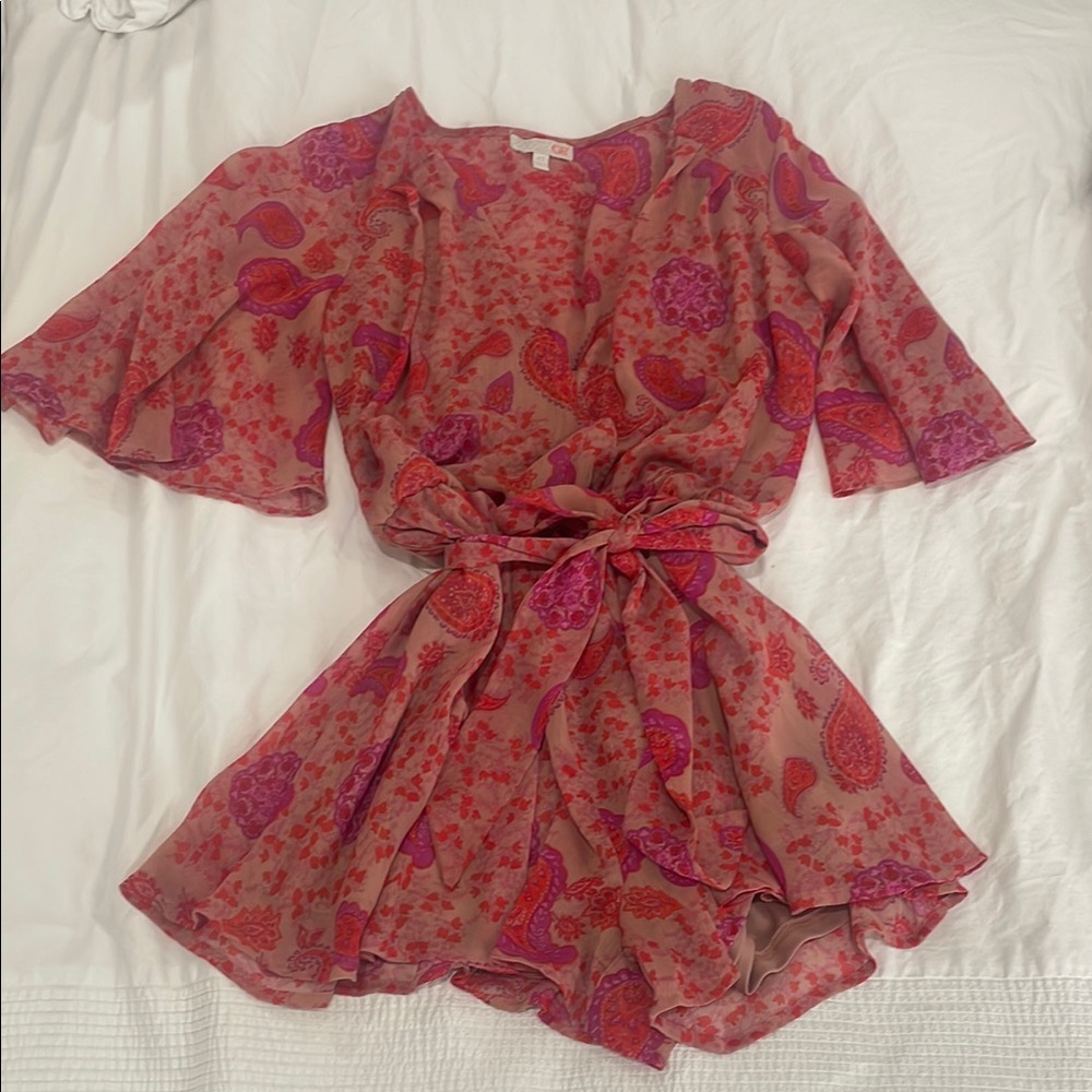 Floral Pink and Red Romper